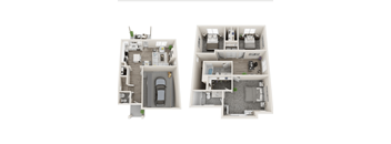 a floor plan of two bedrooms with a bathroom and a balcony