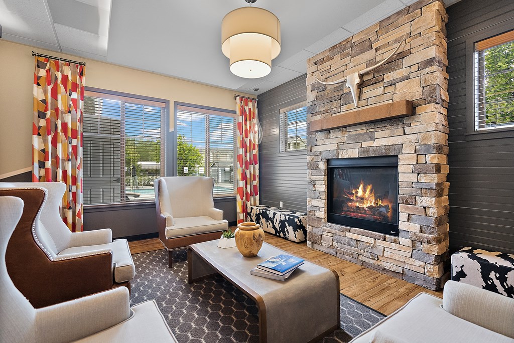 the living room of a home with a fireplace