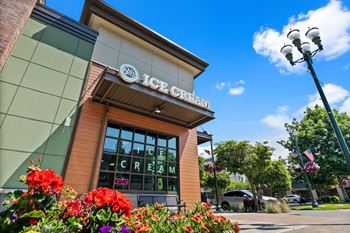A building with a sign that says Ice Cream.