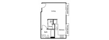 Studio B Floor Plan at Ruth Court Apartments, Seattle