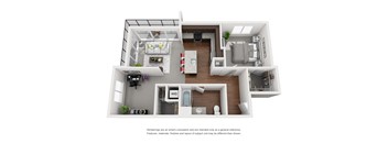 a 1 bedroom floor plan is shown in this rendering