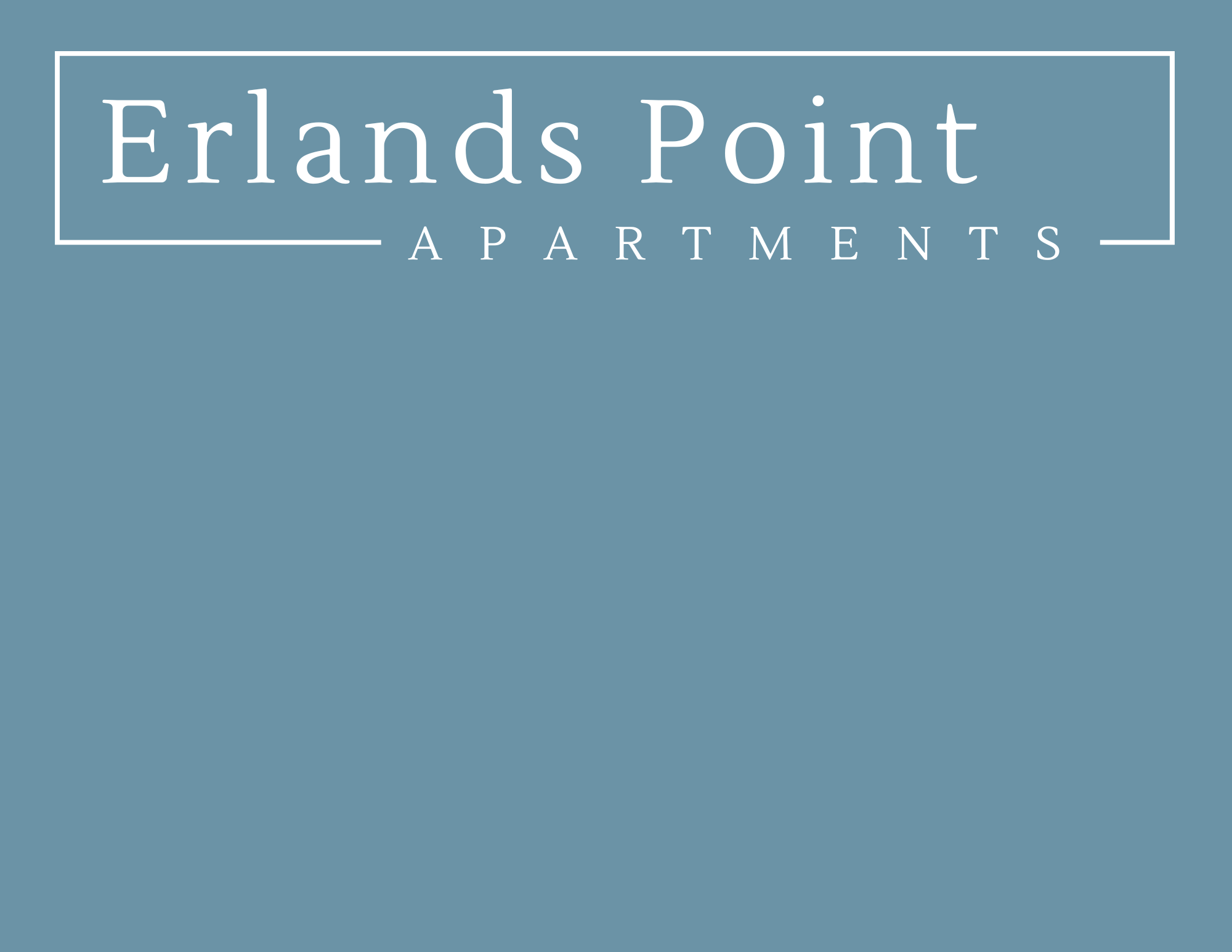 Erlands Point Apartments logo on a blue background.