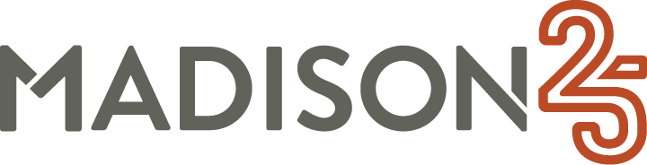 The image features the word "MADISON" in black letters with a red swirl next to the letter "2".