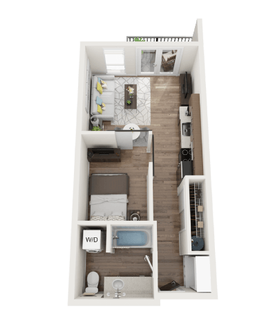 Studio Floor Plan at The Henry, Tacoma, WA 98402