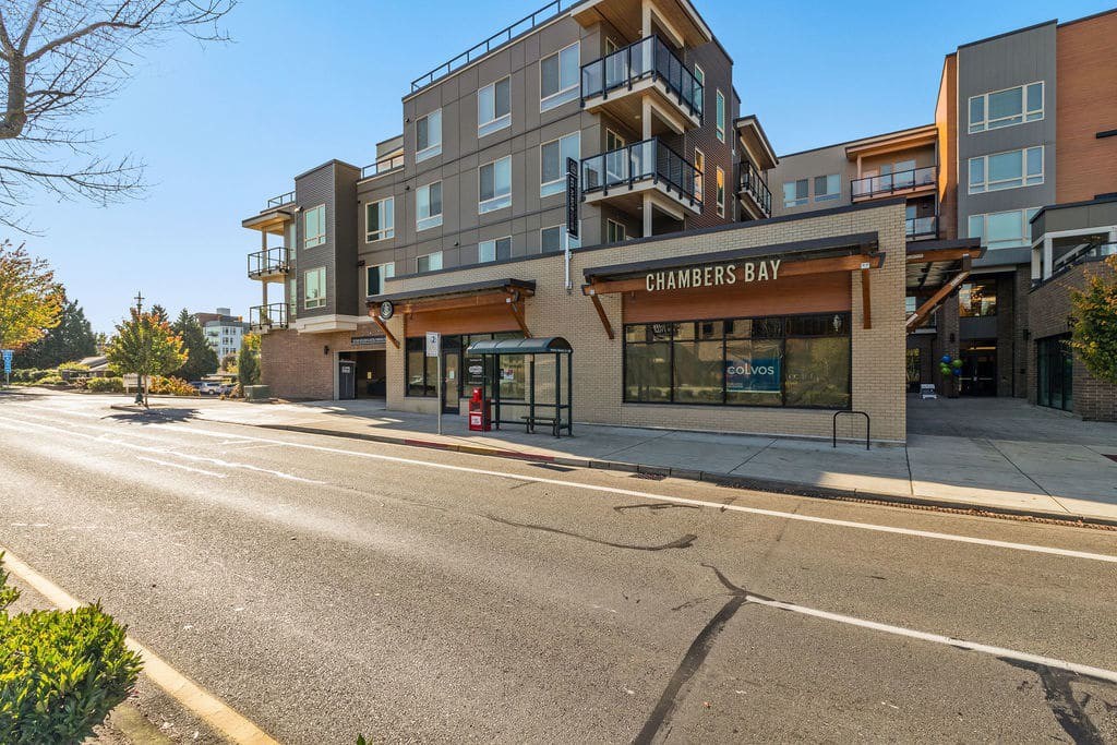 A street view of Chambers Bay apartment complex.