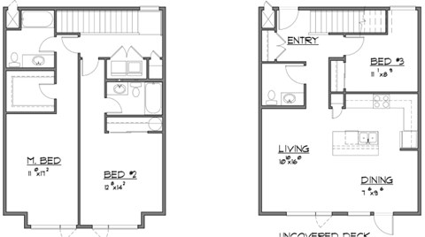 A floor plan of a two bedroom apartment.