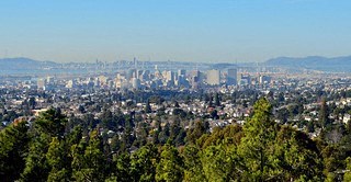 a view of the city from a hill