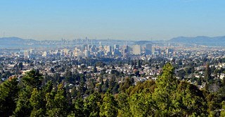 a view of the city from a hill