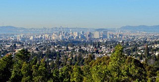 a view of the city from a hill
