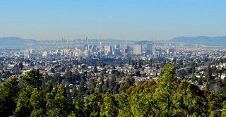 a view of the city from a hill