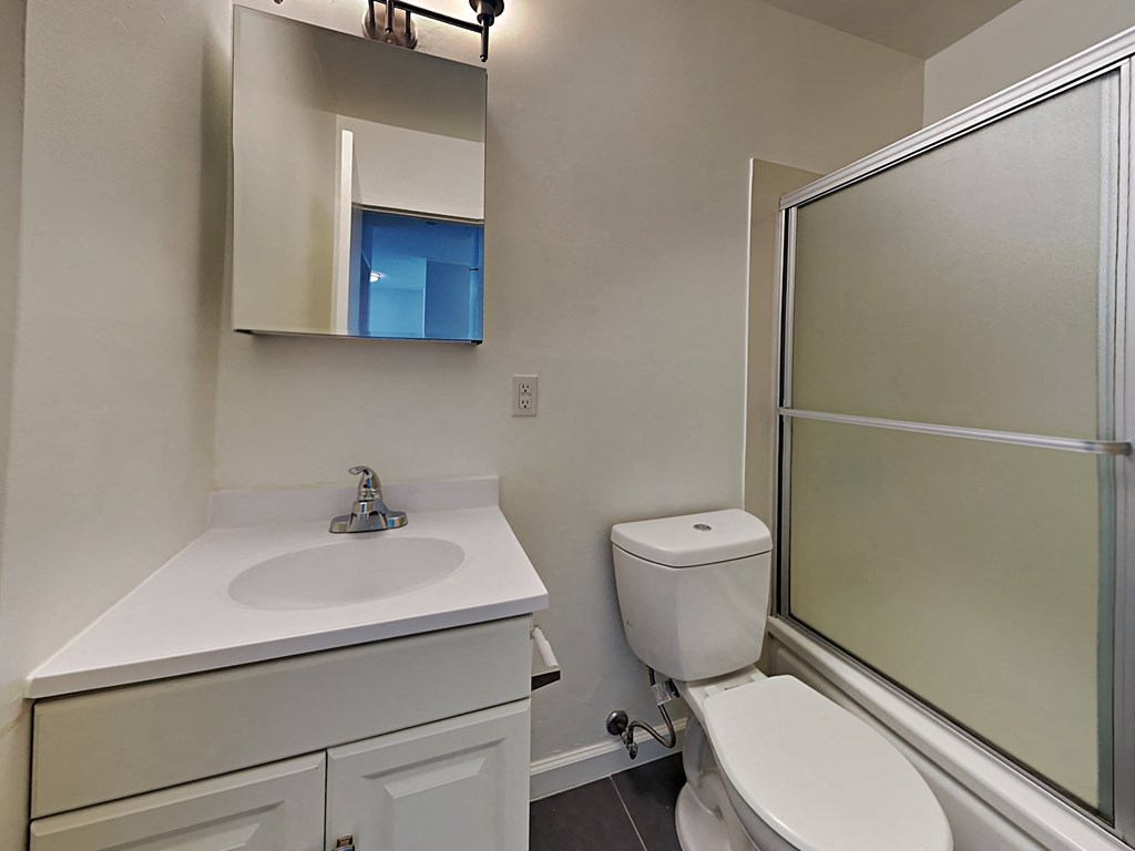a bathroom with a sink toilet and a shower