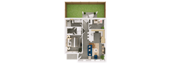 a 3d rendering of a floor plan of a house