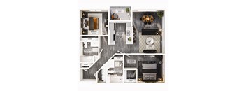 A diagram shows the layout of a small apartment with a bedroom, bathroom, kitchen, living room, and closet.