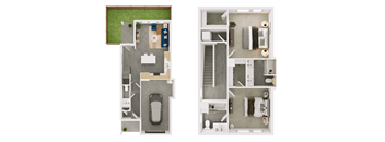 a floor plan of a house with two different views of it