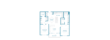 A blueprint of a house layout with labeled rooms.