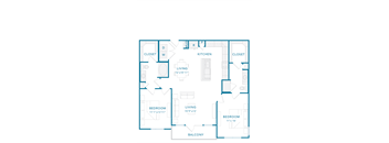 A blueprint of a house layout with labeled rooms.