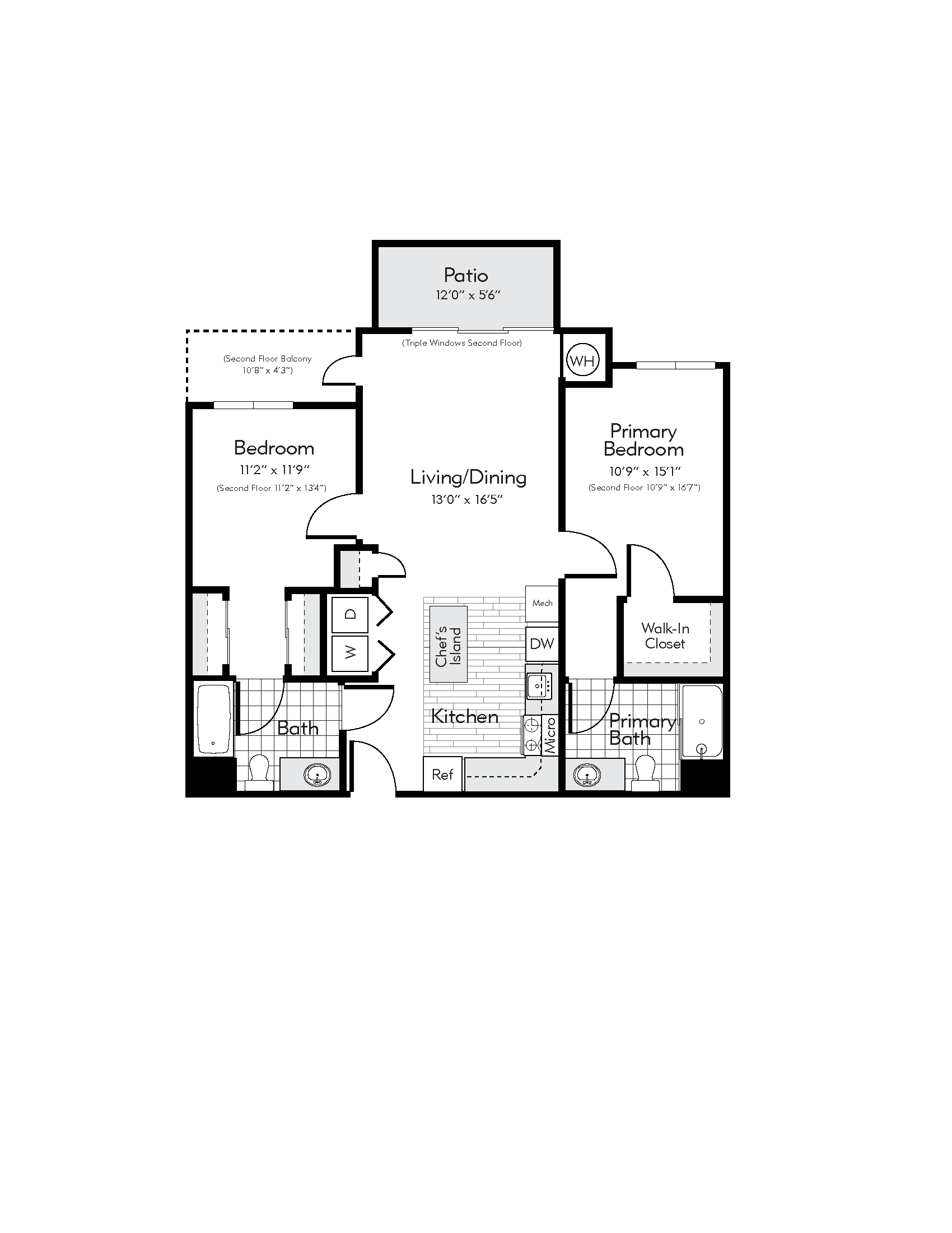 2 bedroom apartment floor plan image