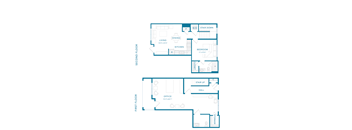 A blueprint of a two-story house with a living room, dining room, kitchen, bedroom, hall, office, and storage.