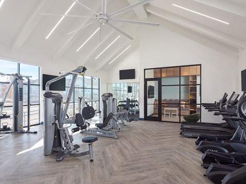Fitness center with cardio and weight training equiptment