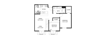 A black and white image of a floor plan for a house.