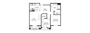 A black and white image of a floor plan for a home.