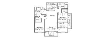 A black and white image of a floor plan for a house.