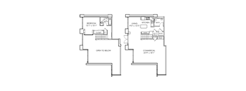 A floor plan shows a bedroom, living room, kitchen, and pantry in a two-story home.