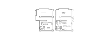 A floor plan of a two-story home with a commercial space on the top and living space on the bottom.