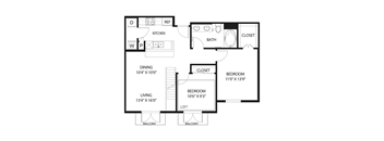 A black and white image of a floor plan for a house.