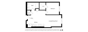 a floor plan of a house with a bedroom and a living room