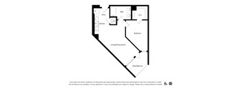 a floor plan of a unit with a bedroom and living room