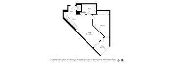 a floor plan of a house with a bedroom and a living room
