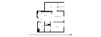 a floor plan of a house with a bedroom and a living room