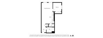 a floor plan of a unit with a bedroom and living room