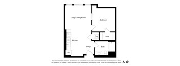 this floor plan is an illustration of a 1 bedroom floor plan