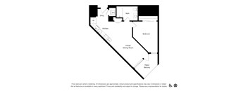 a floor plan of a house with a bedroom and a living room