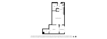 a floor plan of a residence with a bedroom and living room