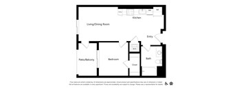 a floor plan of a bedroom apartment with a living room and a dining room