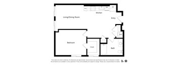 this floor plan is an approximation of a 1 bedroom floor plan
