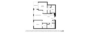 a floor plan of a house with a bedroom and a living room