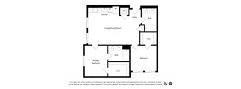 a floor plan of a residence with a bedroom and a living room