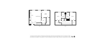 a floor plan and a diagram of a living room and a bedroom