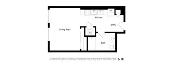 a floor plan of a living area with a bedroom and a bathroom
