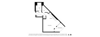 a floor plan of a house with a bedroom and a living room