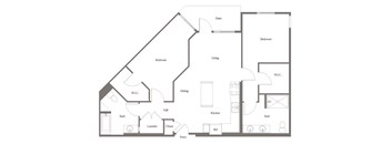 A black and white image of a house floor plan.