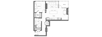 Simone Little Italy Apartments A8 Floor Plan