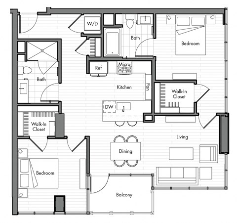 Simone Little Italy Apartments B1 Floor Plan