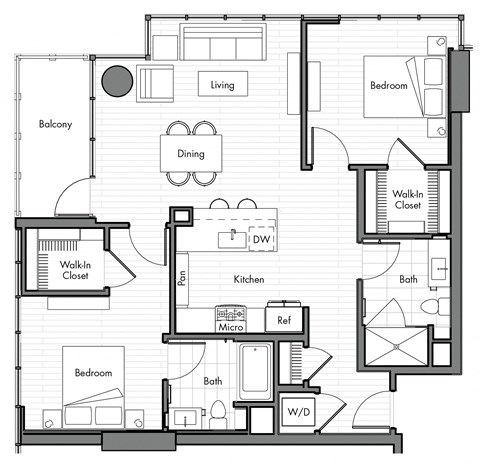 Simone Little Italy Apartments B2 Floor Plan