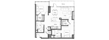 Simone Little Italy Apartments B3 Floor Plan