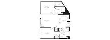 A black and white image of a floor plan for a home.